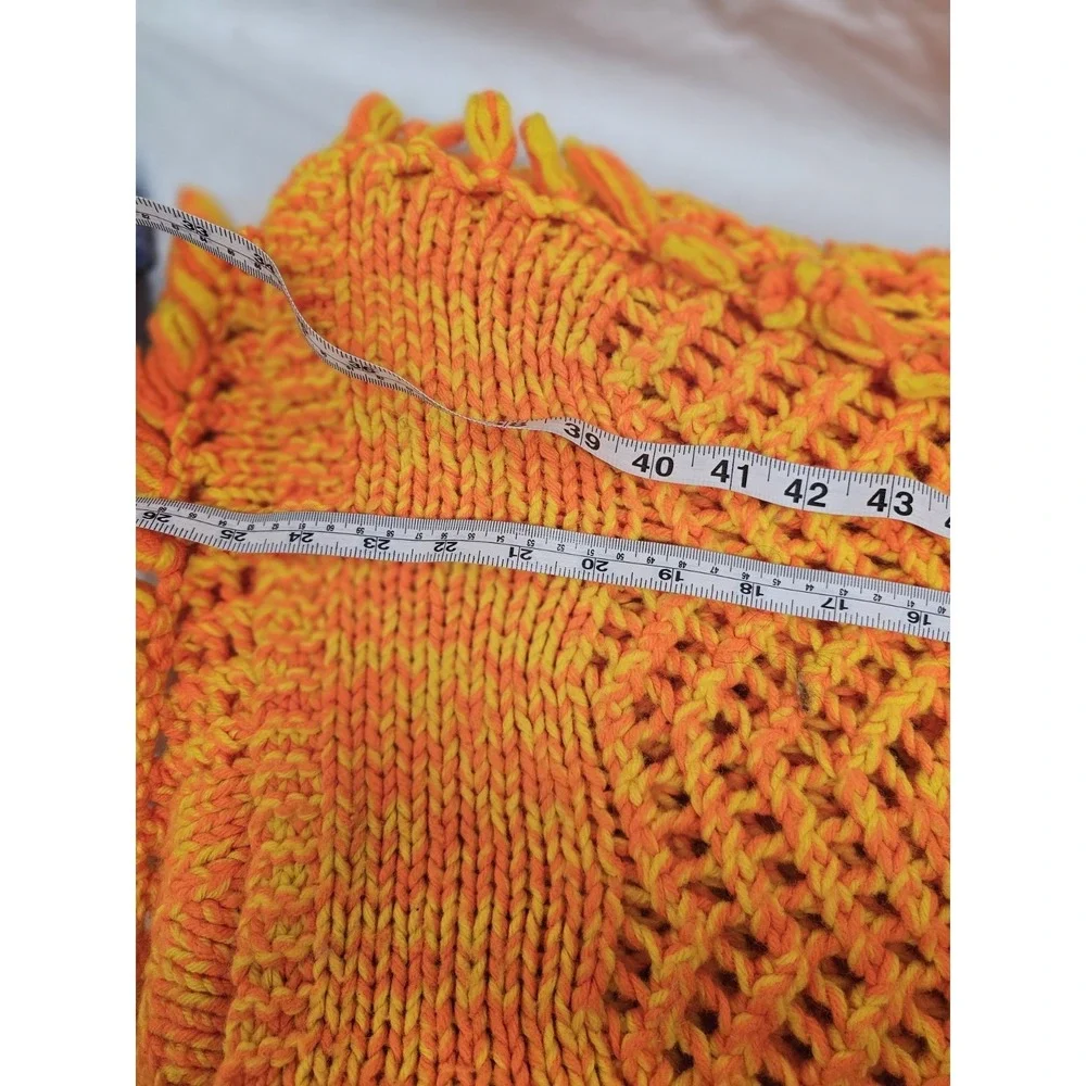 Vintage Large Colorful Crocheted Afghan Blanket Throw 65x29 Handwoven Grannycore